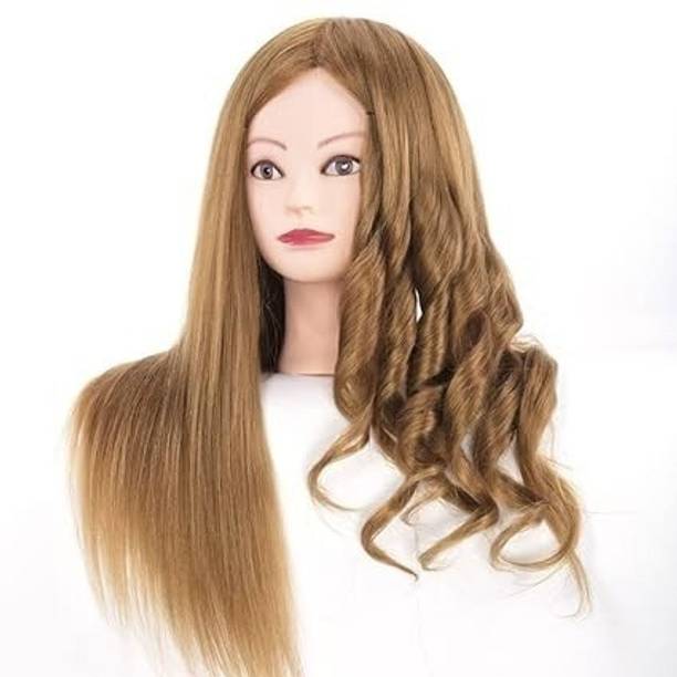 A H S 80/20 Animal hair Dummy for hair Styling Practice with Stand (Golden) Set-1 Hair Extension