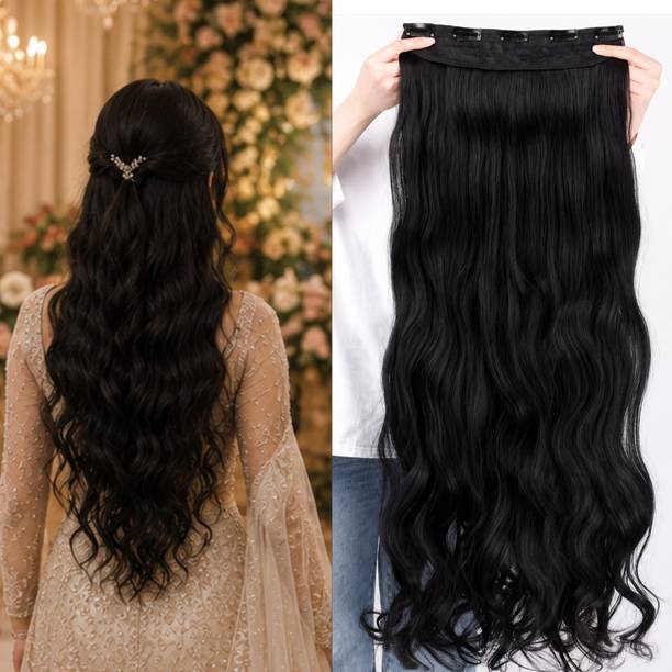 Glowkart Black Wavy Curl Hair Extension