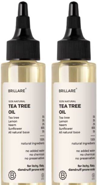 BRILLARE Tea Tree Hair Oil, with Lemon & Sunflower Oil, Dry, Itchy Scalp, 100% Natural Hair Oil