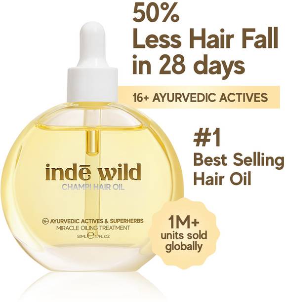 inde wild Champi With Bhringraj, Brahmi & Amla For Regrowth, Hairfall & Dandruff Control Hair Oil