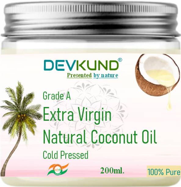 devkund presented by nature Cold Pressed Extra Virgin Coconut Oil For Skin, Mother & Baby Hair Oil 100% Pure Hair Oil