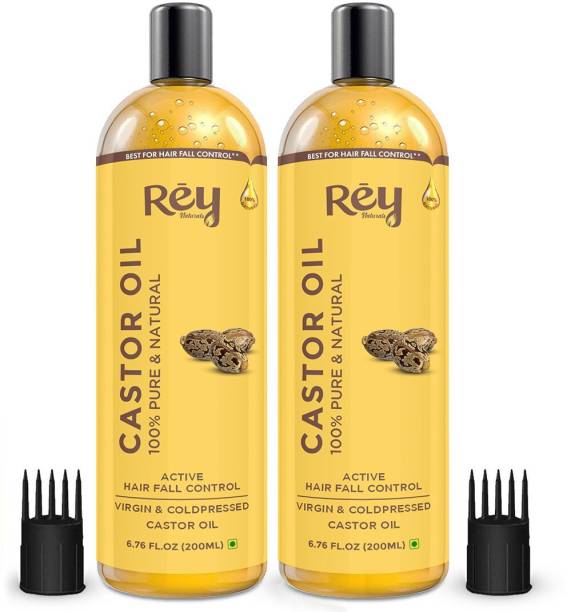 Rey Naturals Cold-Pressed 100% Pure Castor Oil Moisturizing and Healing (400ml) - (200ml x 2) Hair Oil