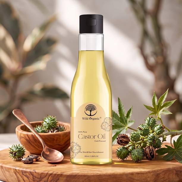 WILD ORGANIC Cold Pressed Pure Castor Oil for Skin, Beard & Eyebrows, Hair Oil