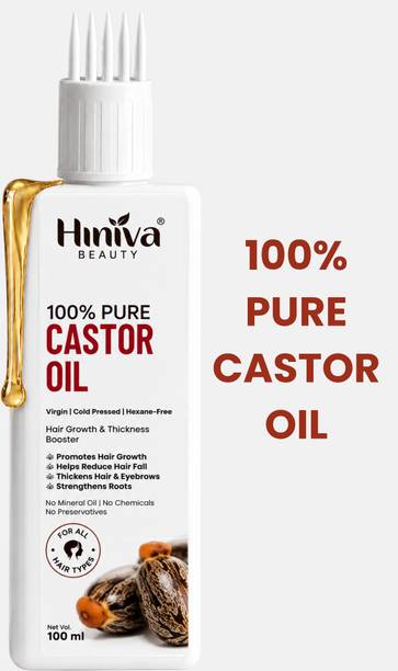 Hiniva Beauty Pure Castor Oil for Eyelash Eyebrow Growth and Healthy Hair Care Hair Oil