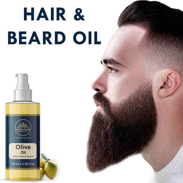 Wildflower essentials Olive Oil For Hair & Beard Growth, Nourishes & Strengthens Uneven Patchy Beard Hair Oil