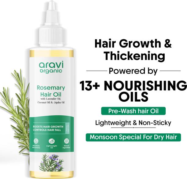 Aravi Organic Rosemary Lavender Hair Oil For Faster Growth And Scalp - 100% Pure & Natural Hair Oil