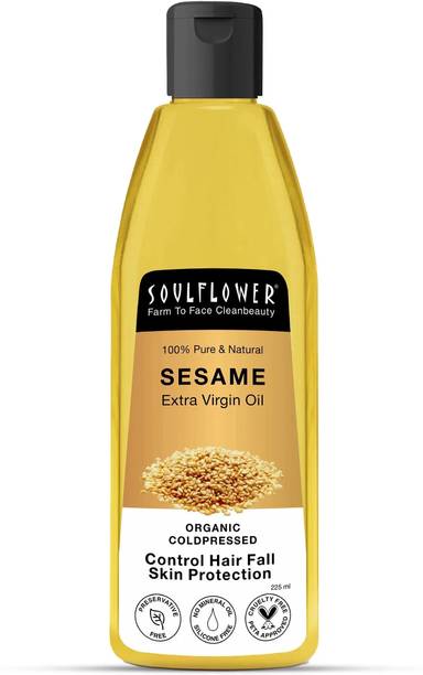 Soulflower Sesame Oil for Hair Growth, Anti Hair Fall & Dandruff, Moisturizer, Pure Organic Hair Oil