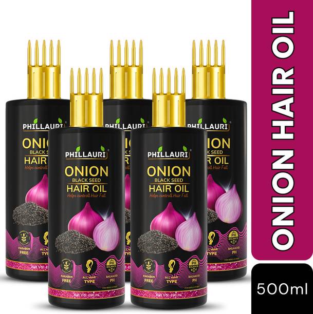 Phillauri Onion Oil for Hair Regrowth Aryuvedic Hair Oil 100ml (Pack of 5) Hair Oil