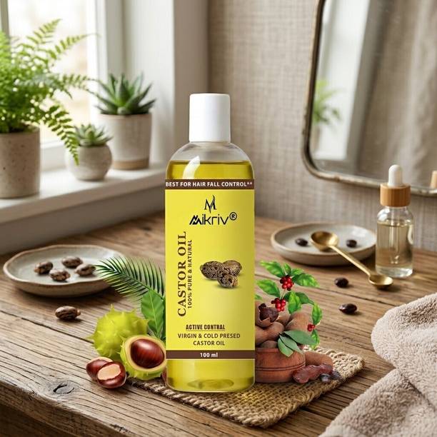 MIKRIV Organic Pure Castor Oil – Herbal Cold Pressed Hair & Skin Care Oil Hair Oil