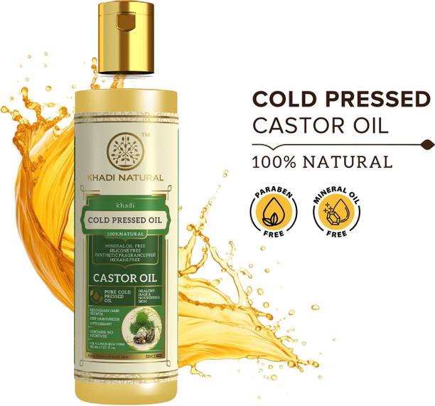 KHADI NATURAL Cold Pressed Castor Oil for Skin & Hair Care Use Daily Hair Oil