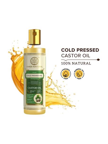 KHADI NATURAL Cold Pressed Castor Oil for Skin & Hair Care Use Daily Hair Oil