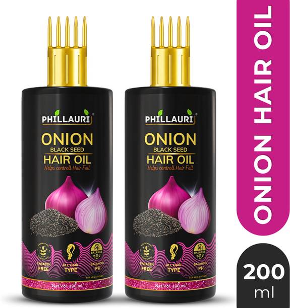 Phillauri Red Onion Hair Oil - WITH COMB APPLICATOR- Black Seed Onion Oil Hair Oil