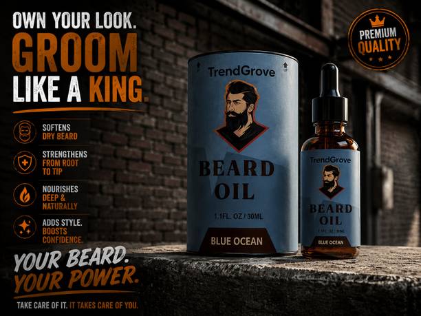 TrendGrove Beard Growth Oil for Men-30ml | Natural & Organic Beard Care Hair Oil