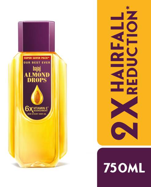 BAJAJ Almond Drops Hair Oil|6X Vitamin E Nourishment|Non-Sticky Hair Oil 750ml Hair Oil