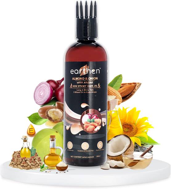 Earthen almond and onion with argan non sticky hair oil for long and shiny hair Hair Oil