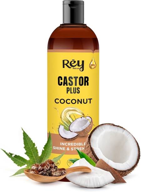 Rey Naturals Premixed Castor Plus Coconut Hair Oil | Enhance Hair Shine & Strength | Natural Hair Oil