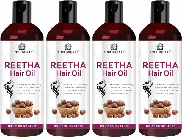 Pink Square Reetha hair regrowth & hair fall control 100% result Hair Oil Pack of 4 100 ml Hair Oil