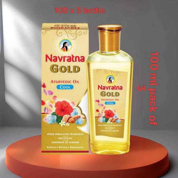 Navratna GOLD AYURVEDIC OIL COOL MILD FRAGRANCE NON STICKY GOODNESS OF ALMOND Hair Oil