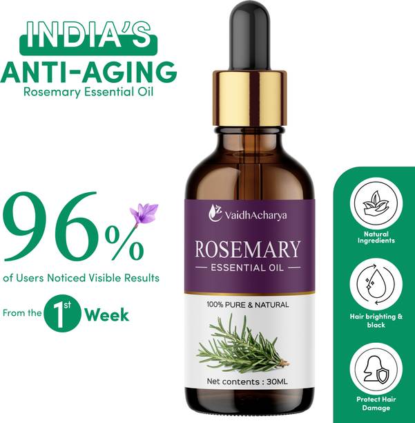 VaidhAcharya Pure Rosemary Essential Oil | Rapid Hair Growth, Stronger Roots & Healthy Scalp Hair Oil