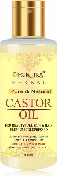 drontika 100% Pure Castor Oil - Cold Pressed - For Stronger Hair, Skin & Nails  Hair Oil