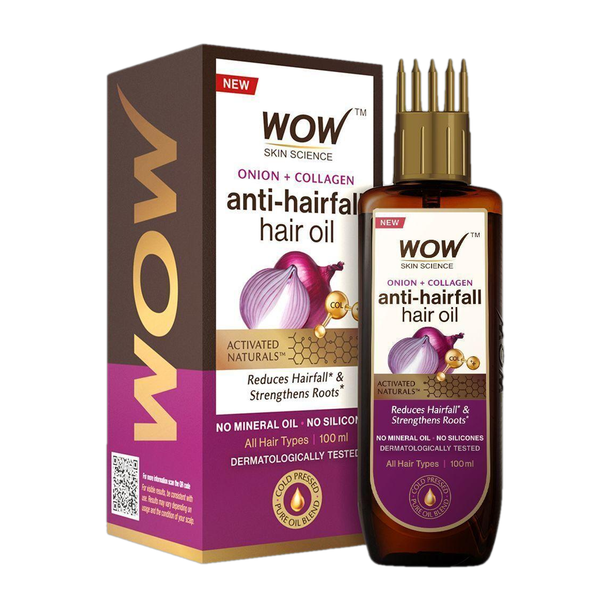 WOW SKIN SCIENCE Onion & Collagen Anti-Hairfall With Comb Applicator|Nourishes Scalp Hair Oil