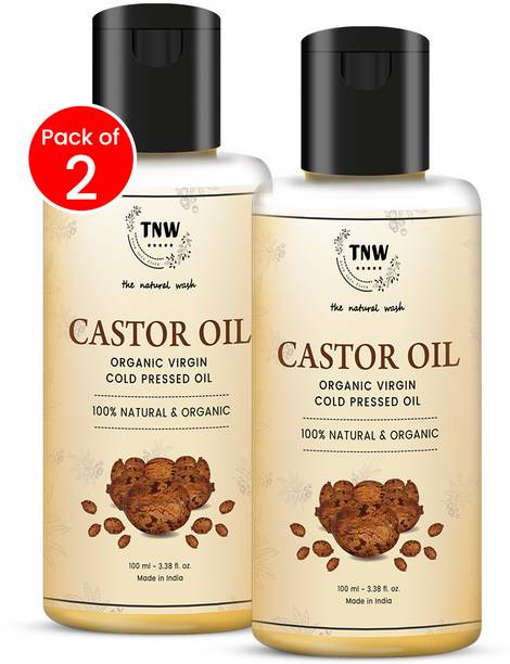 TNW - The Natural Wash Castor Oil Organic Virgin Cold Pressed Oil 100% Natural & Organic Pack of 2 Hair Oil