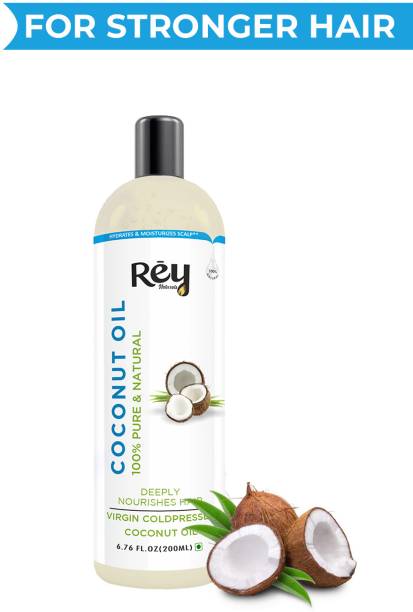 Rey Naturals Cold Pressed Coconut oil for hair and skin - 100% Pure & Natural , 200 ml Hair Oil