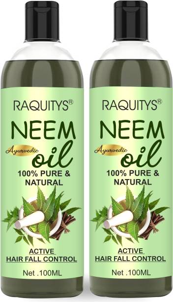 RAQUITYS Neem Oil - 100% Pure Natural Oil &amp; Undiluted Cold Pressed Refined 100ML Hair Oil