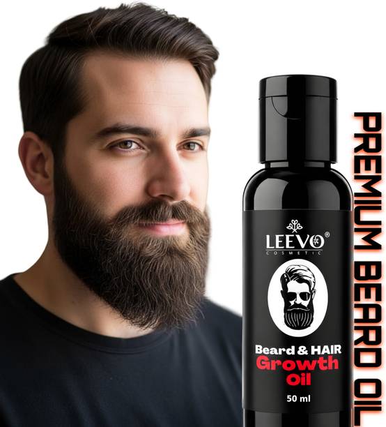 LEEVO Fast Beard Growth Oil | For Men's Patchy Beard & Mustache Care | 50ml Hair Oil