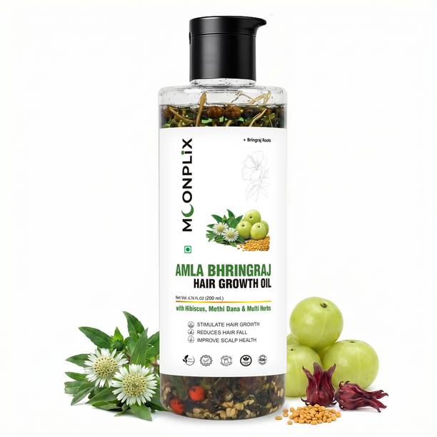 MOONPLIX Natural Amla Bhringraj Hair Growth Oil with Hibiscus & Methi for Strong Hair Oil