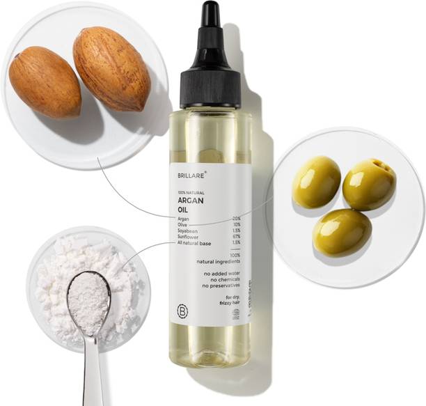 BRILLARE Argan Hair Oil, with Olive Oil & Sunflower Oil, Dry & Frizzy Hair, 100% Natural Hair Oil