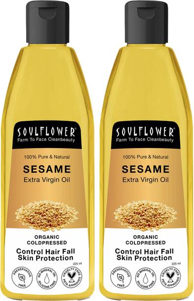 Soulflower Cold Pressed Sesame Oil, Enhance Hair Growth & Skin Texture Hair Oil