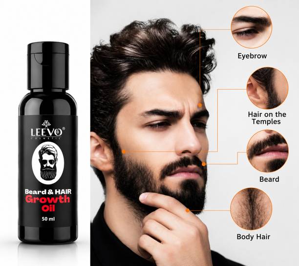 LEEVO All-in-One Beard Growth Oil | Non-Sticky Formula for Men Care | 50ml Hair Oil