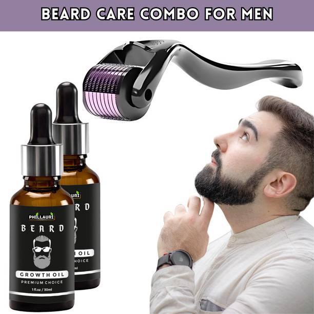 Phillauri Growth & Moustache Hair Growth Oil for Men | With Derma Roller 0.5mm Hair Oil