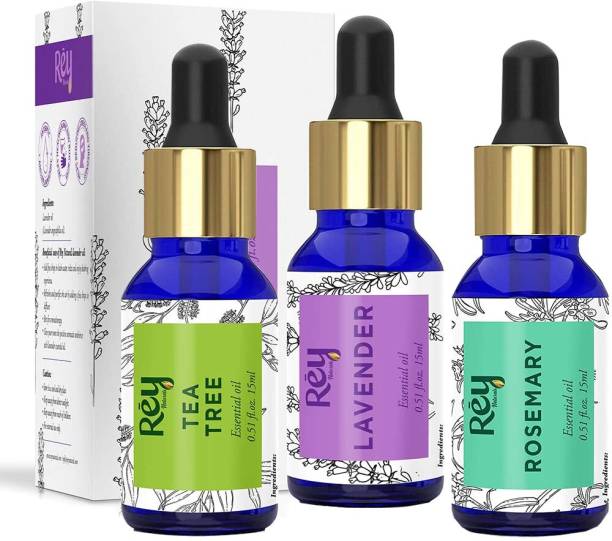 Rey Naturals Lavender oil, Tea Tree Oil & Rosemary Essential Oils Combo