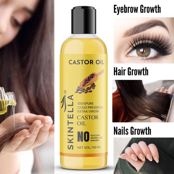 Skintella Premium Quality Cold Pressed Castor Oil - 100% Pure Castor Hair Oil