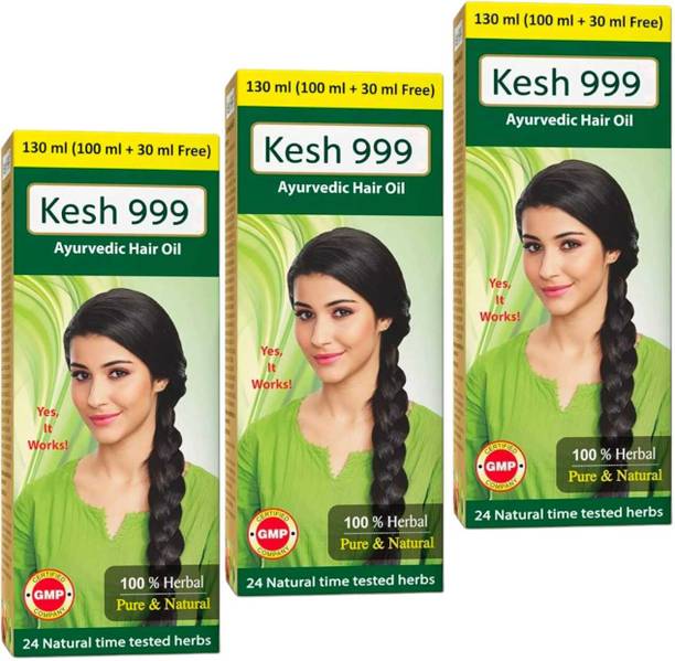 FLORENTHA KESH 999 AYURVEDIC HAIR OIL FOR PURE & NATURAL SOFTEN HAIRS PACK OF 130ml x 3 Hair Oil