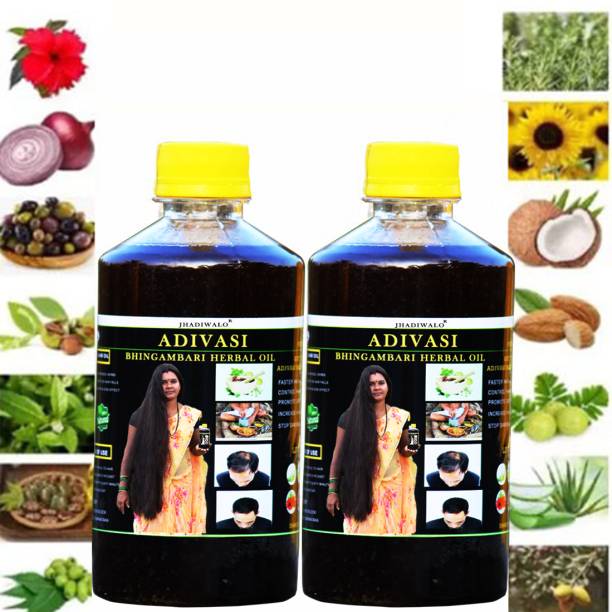 JHADIWALO Adivasi Bhringambari Hair Oil Made By Pure Adivasi Ayurvedic Herbs,500ml+500ml Hair Oil