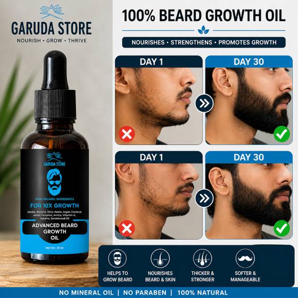 Garuda Store Beard Oil for Soft and Long Beard - Softens and Conditions Beard - Hair Oil