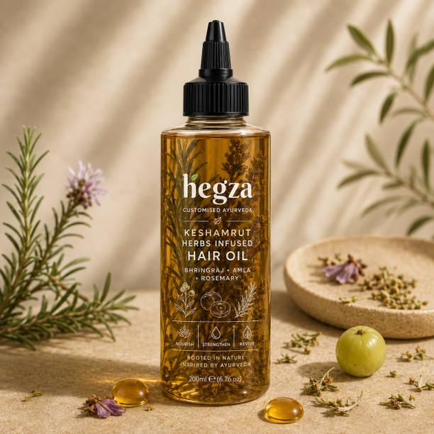 Hegza Keshamrut Herb Infused Ayurvedic Anti-Hairfall Oil With Bhringraj & Rosemary Hair Oil