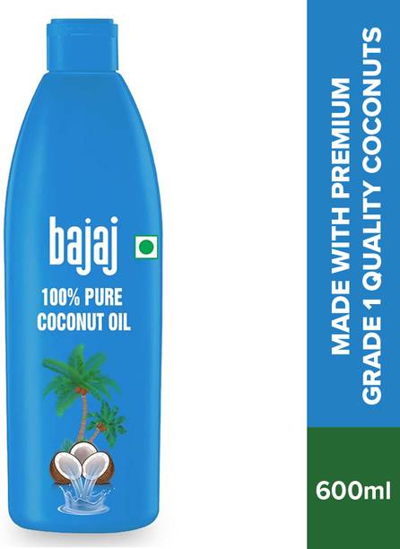 BAJAJ 100% Pure Coconut Oil 600ml | Made with Premium Grade 1 Quality Coconuts Hair Oil