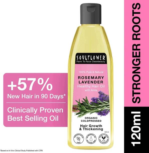 Soulflower Rosemary Lavender Hair Growth Oil, 100% Pure, Clinically Proven, Fall Control Hair Oil