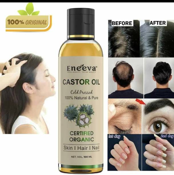 eneeva Castor oil 100% natural & Pure for hair nails & skin Hair Oil