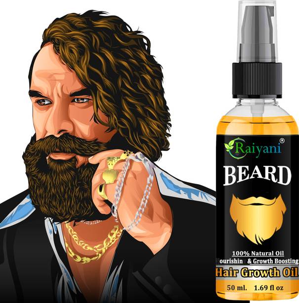 Raiyani Beard Growth Oil For Men Fast Growth Hi-Tech 50ml - For Patchy Beard, With Redensyl and DHT Booster, Deep Nourishment & Moisturization, No Harmful Chemicals, PH Control  Hair Oil