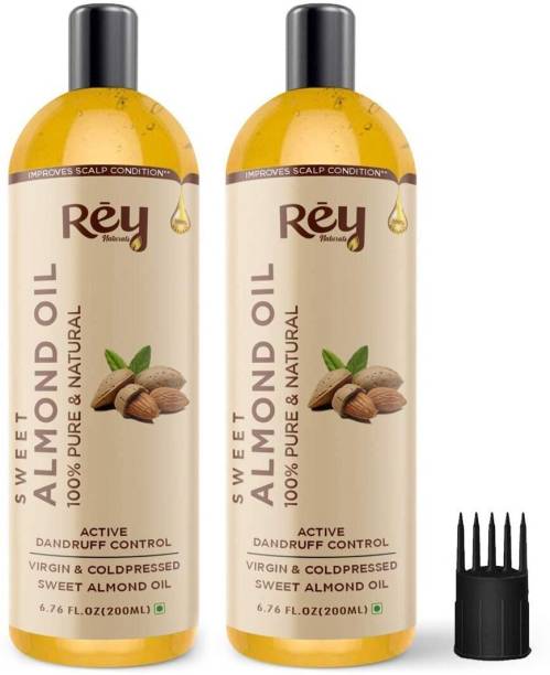 Rey Naturals Almond Hair Oil 100% Pure (Badam Oil) Virgin & Cold Pressed for Hair & Skin Hair Oil