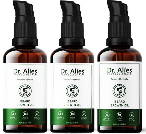 Dr. Alies Professional Beard Oil For Beard Growth & Thicker Looking Beard No Harmful Chemicals (Pack-3) Hair Oil