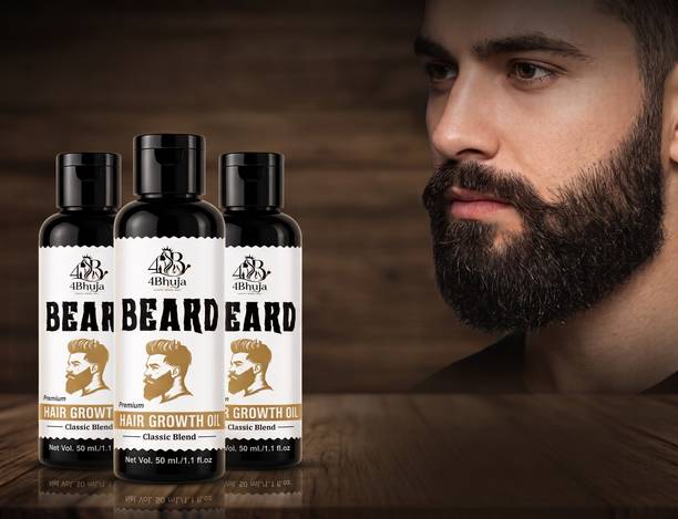 4bhuja 4 Bhuja (CharBhuja) Classic Blend Beard Hair Growth Oil (Pack of 3, 50ml each Hair Oil