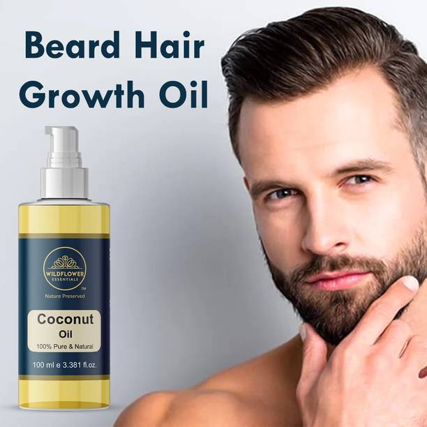 Wildflower essentials 100% Pure Coconut Oil For Beard Hair Growth and Shiny Moustache Hair Oil