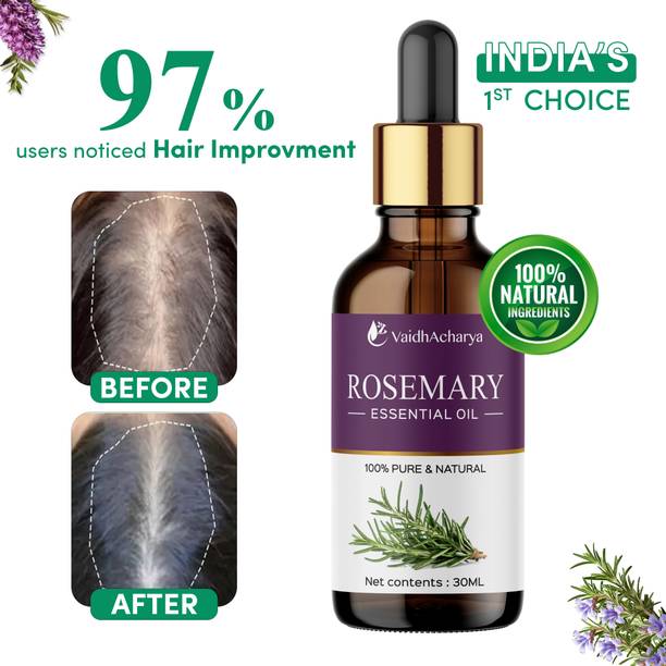 VaidhAcharya Pure Rosemary Essential Oil for Faster Hair Growth, Strong Roots & Skin Wellness Hair Oil
