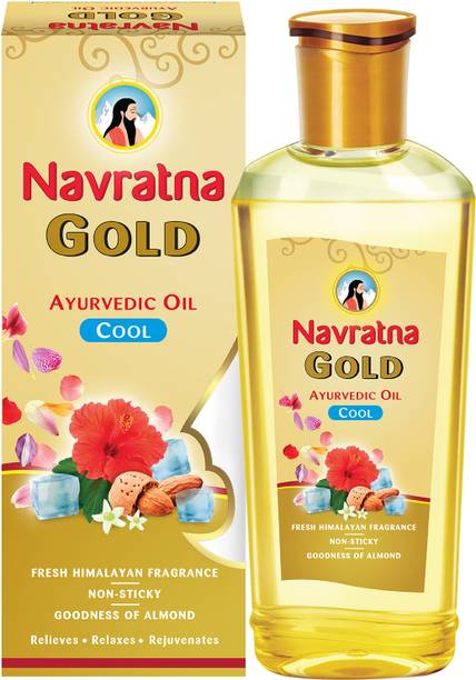 Navratna Gold Ayurvedic Cool Oil|Non Sticky & Non Greasy|With Almonds Hair Oil